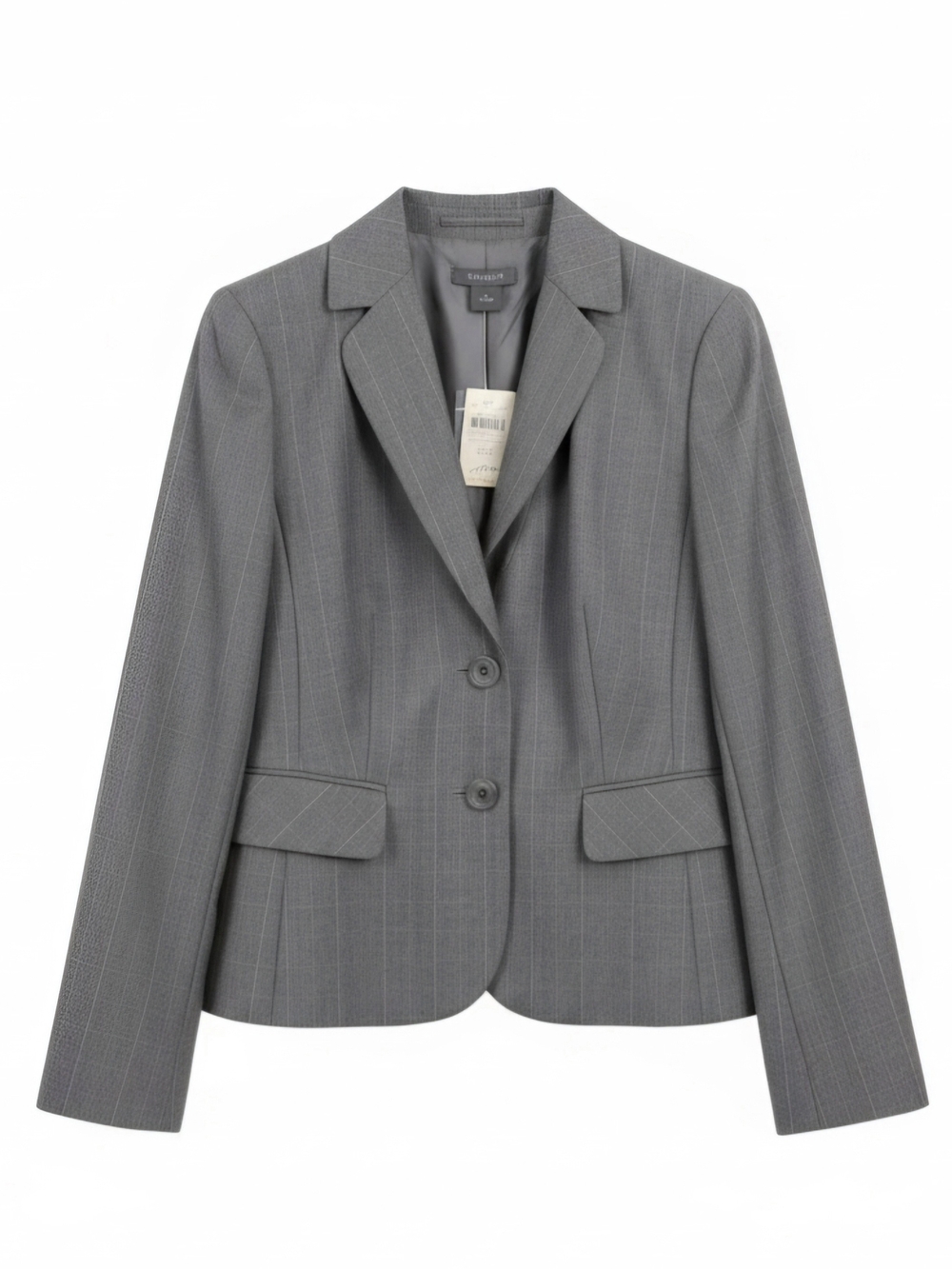 ANN TAYLOR Gray Pinstripe Two Button Blazer Jacket 8